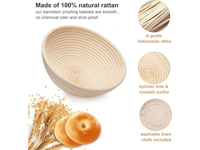 Kit di Panificazione per Pane di Grandi Dimensioni Ovale da 1Kg 9 Pollici Rettangolare in Rattan