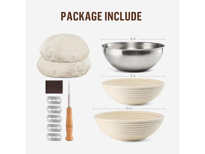 Kit Iniziale per Lievito Madre in Rattan Rotondo per Cestino per Lievitazione del Pane