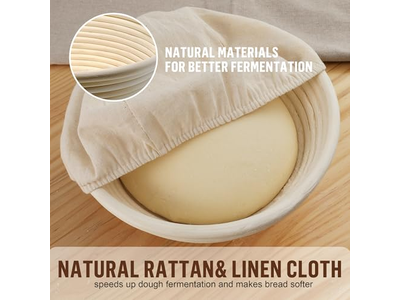 Kit Iniziale per Lievito Madre in Rattan Rotondo per Cestino per Lievitazione del Pane