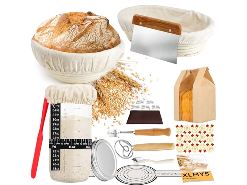 Set di Cestini per Lievitazione Ovali di Alta Qualità per Pane Banneton