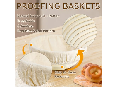 Set di Cestini per Lievitazione Ovali di Alta Qualità per Pane Banneton