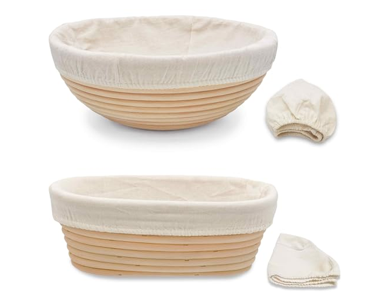 Cestini per Panificazione di Noci Ovali per Pane da Tavola in Tela e Ceramica
