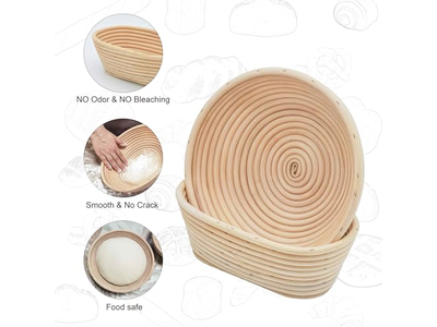 Cestini per Panificazione di Noci Ovali per Pane da Tavola in Tela e Ceramica