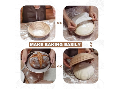 Cestini per Panificazione di Noci Ovali per Pane da Tavola in Tela e Ceramica