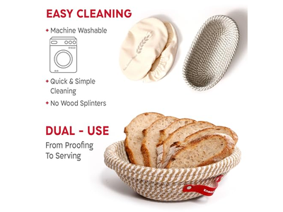 Cestini in Plastica Banneton per Pane Senza Impasto Grande Fodera in Silicone Marrone