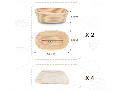 Set di Cestini per Lievitazione per Panettieri Casalinghi Pane al Lievito Madre Vendita all'Ingrosso