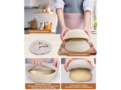 Cestini per Lievitazione per Lievito Madre in Rattan con Cupola per la Lievitazione dell'Impasto