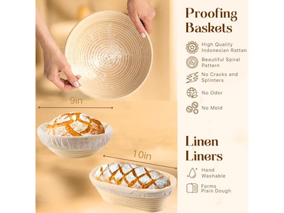 Cestini per Pane in Rattan Banneton Ciotola per Lievitazione 23Cm