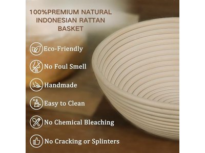 Cestini per Pane in Rattan Banneton Ciotola per Lievitazione 23Cm